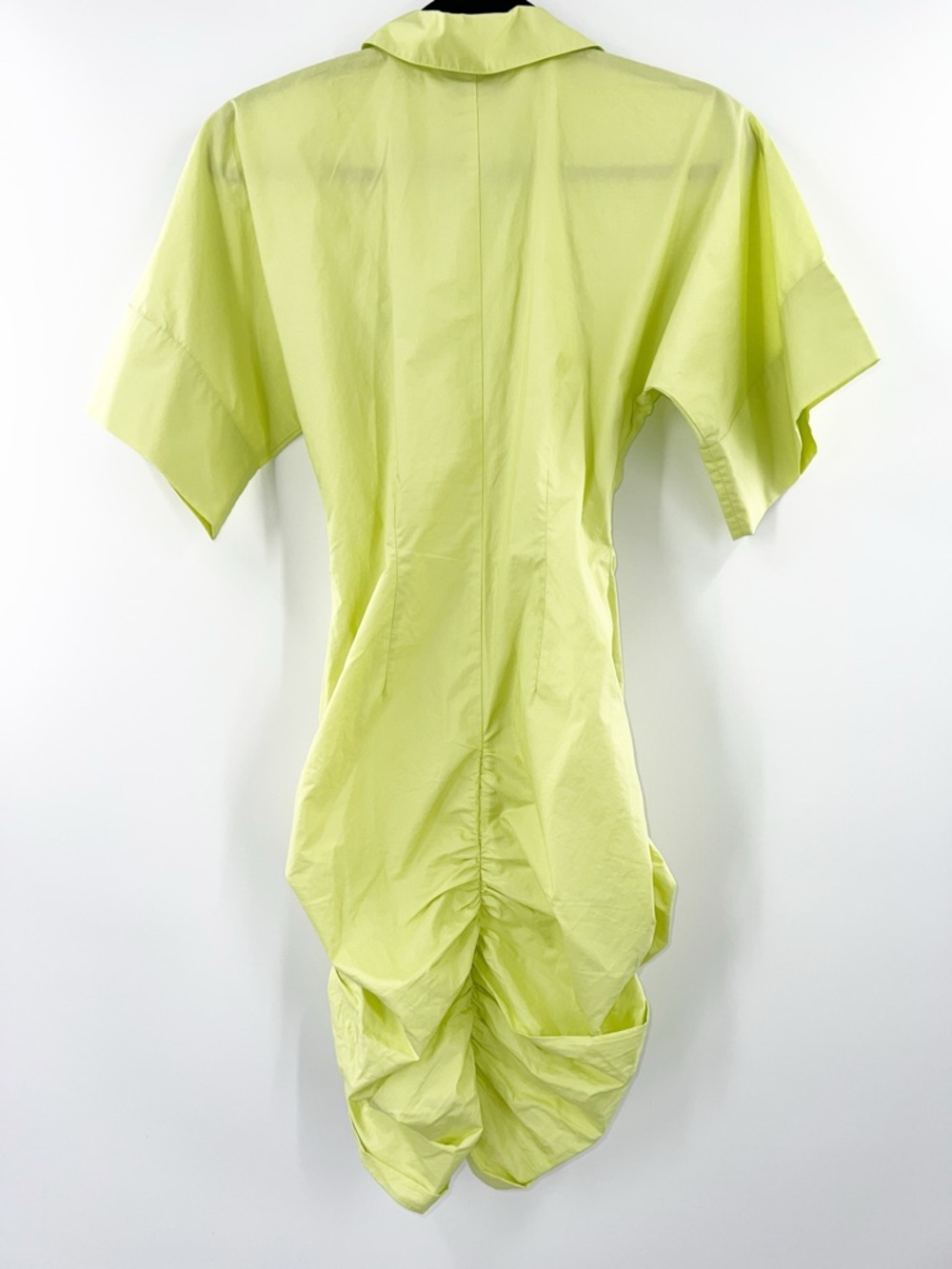 L'Academie Melissa Mini Dress in Lime Green Cotton Ruched size Small - Picture 4 of 7